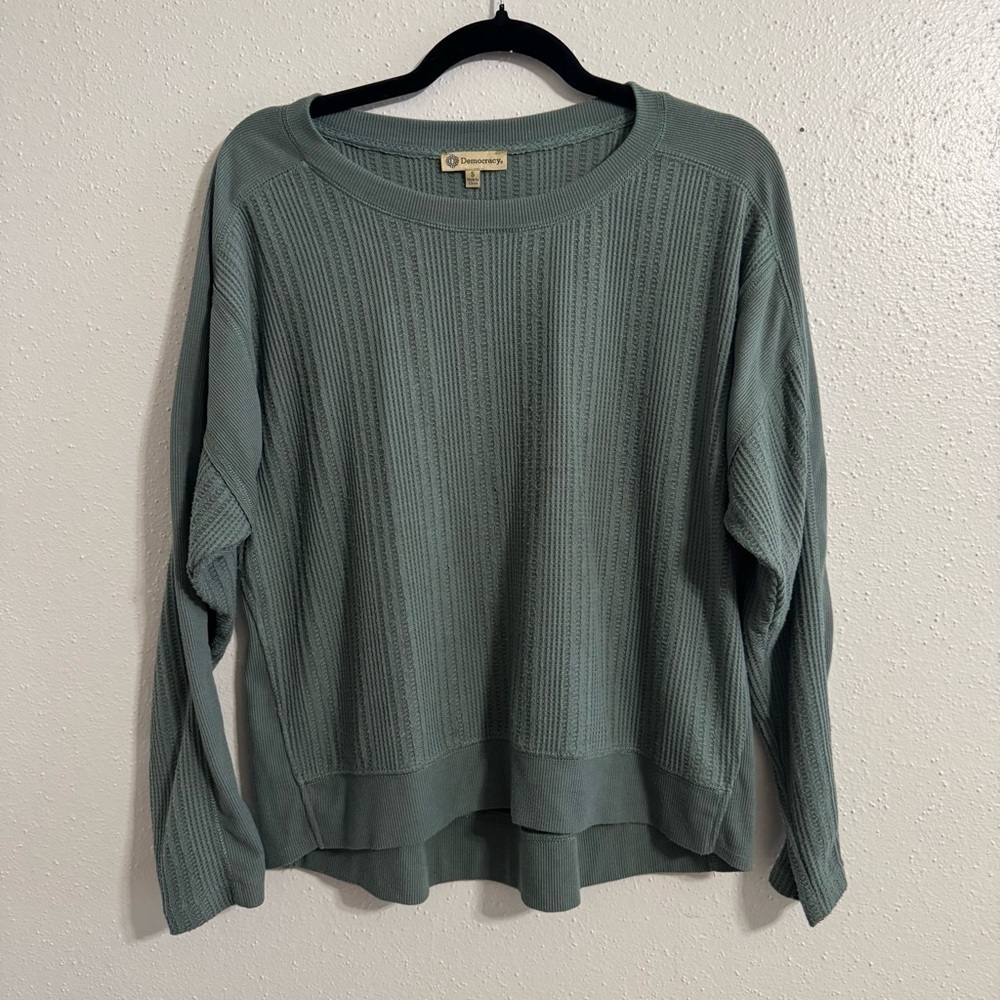 Democracy Green Textured Knit Pullover Sweater Women’s Small